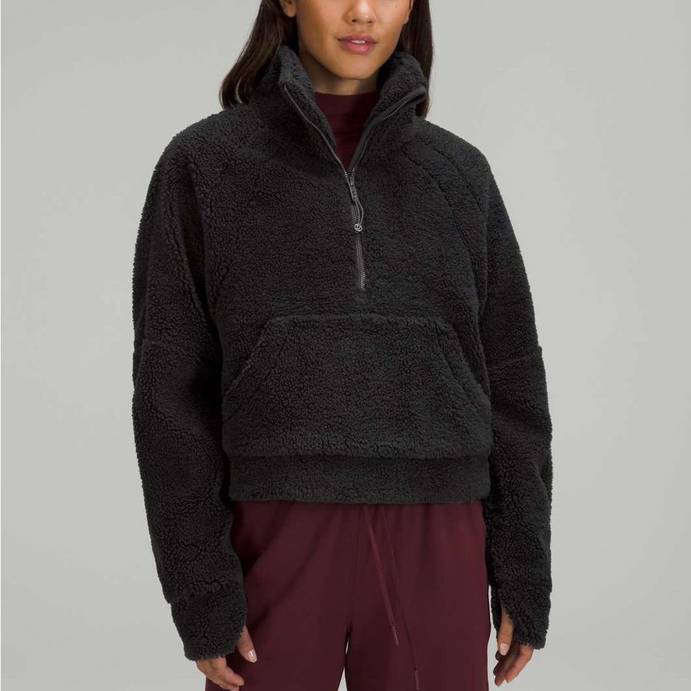 NWT Lululemon Scuba Oversized Fleece Funnel Neck Jacket Black Size M/L
